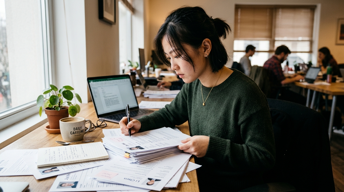 Étudiante chinoise qui révise son CV pour postuler à un stage