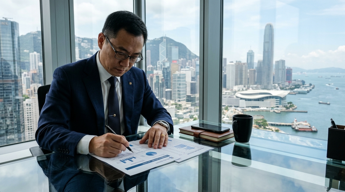 Investisseur chinois analysant des documents réglementaires sur les investissements à l'étranger