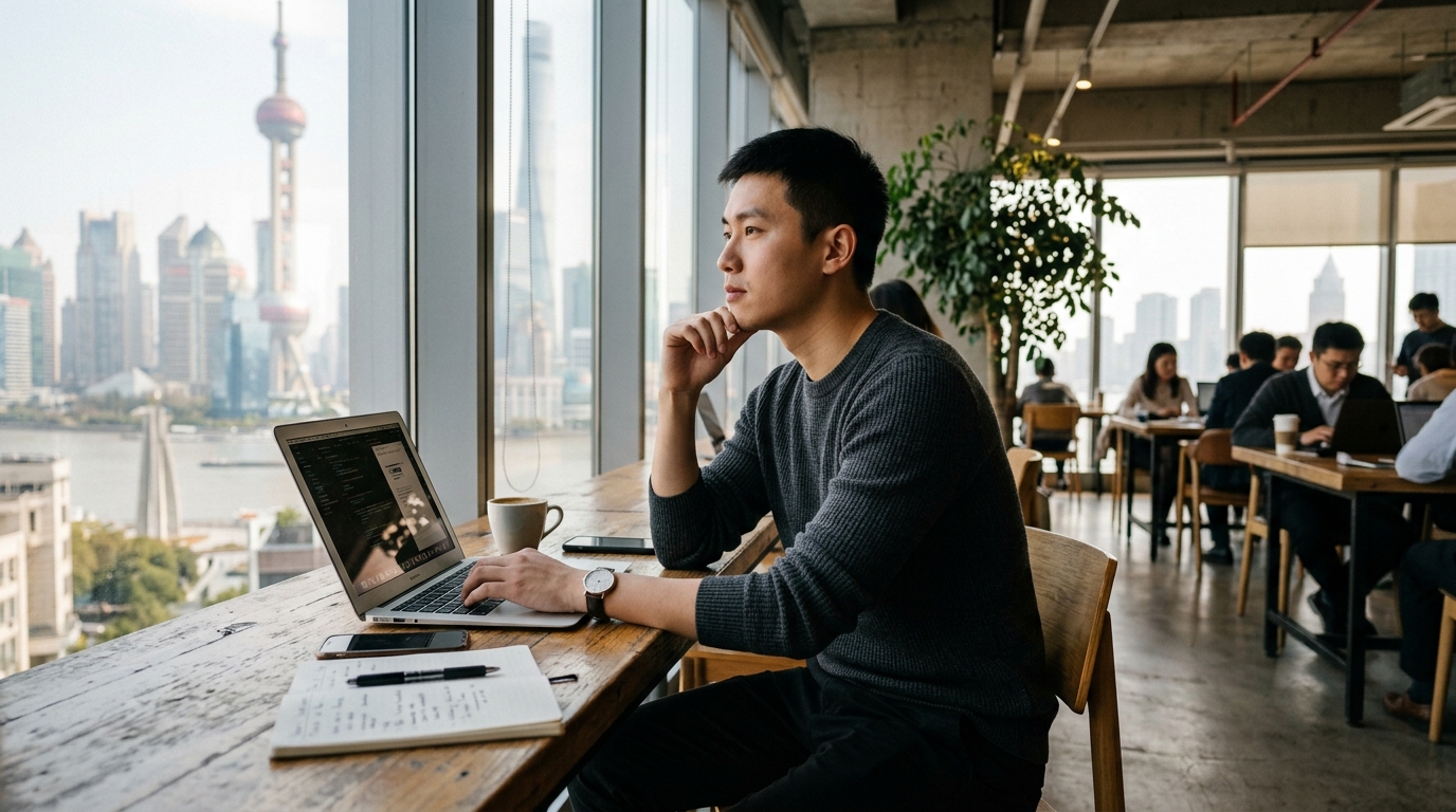 Jeune entrepreneur chinois de la deuxième génération dans un espace de travail moderne