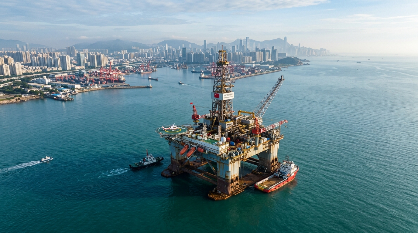 Plateforme pétrolière offshore au large de la côte de Guangdong, Chine
