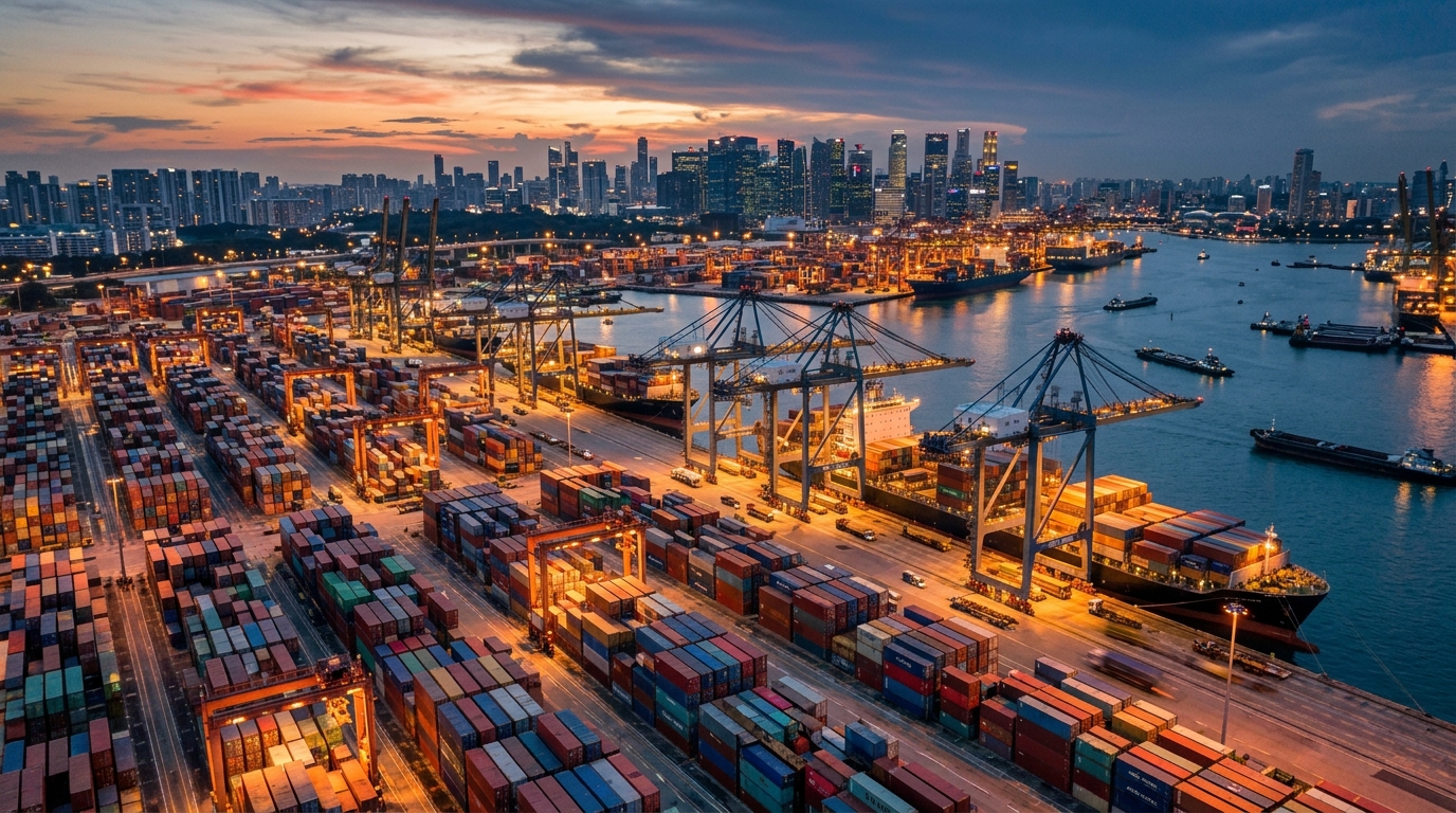 Port de conteneurs en Asie du Sud-Est utilisé comme point de transit