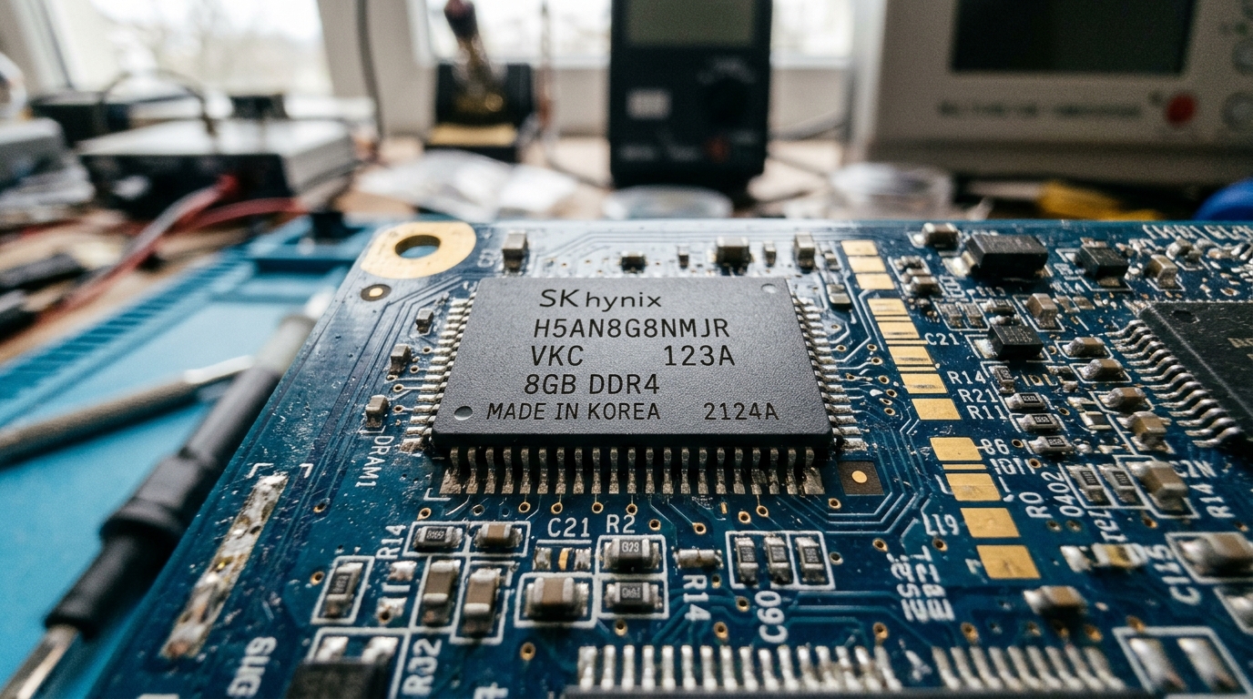 Puce mémoire DRAM sur circuit imprimé