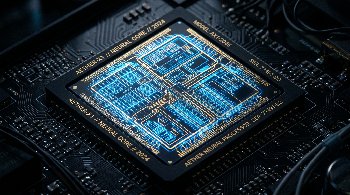 Puce semiconducteur Kirin avec circuits lumineux