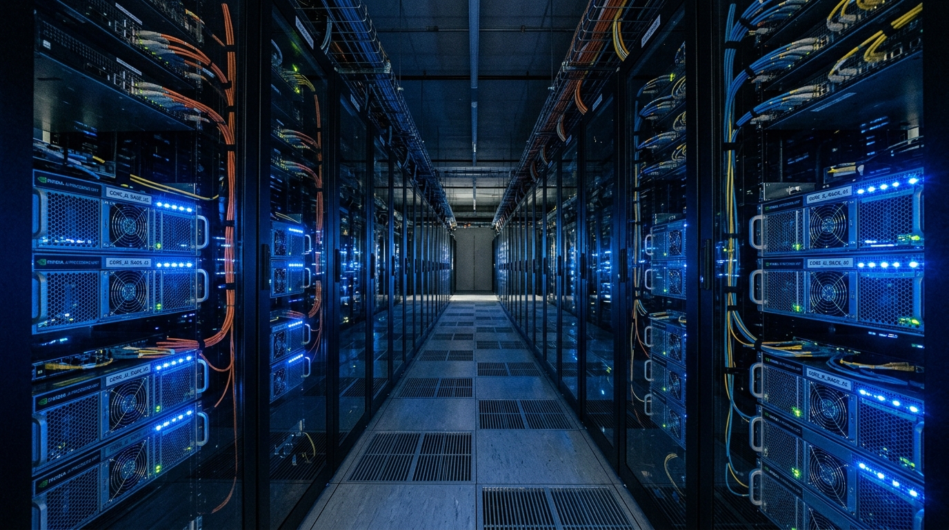 Serveurs d'intelligence artificielle dans une salle informatique