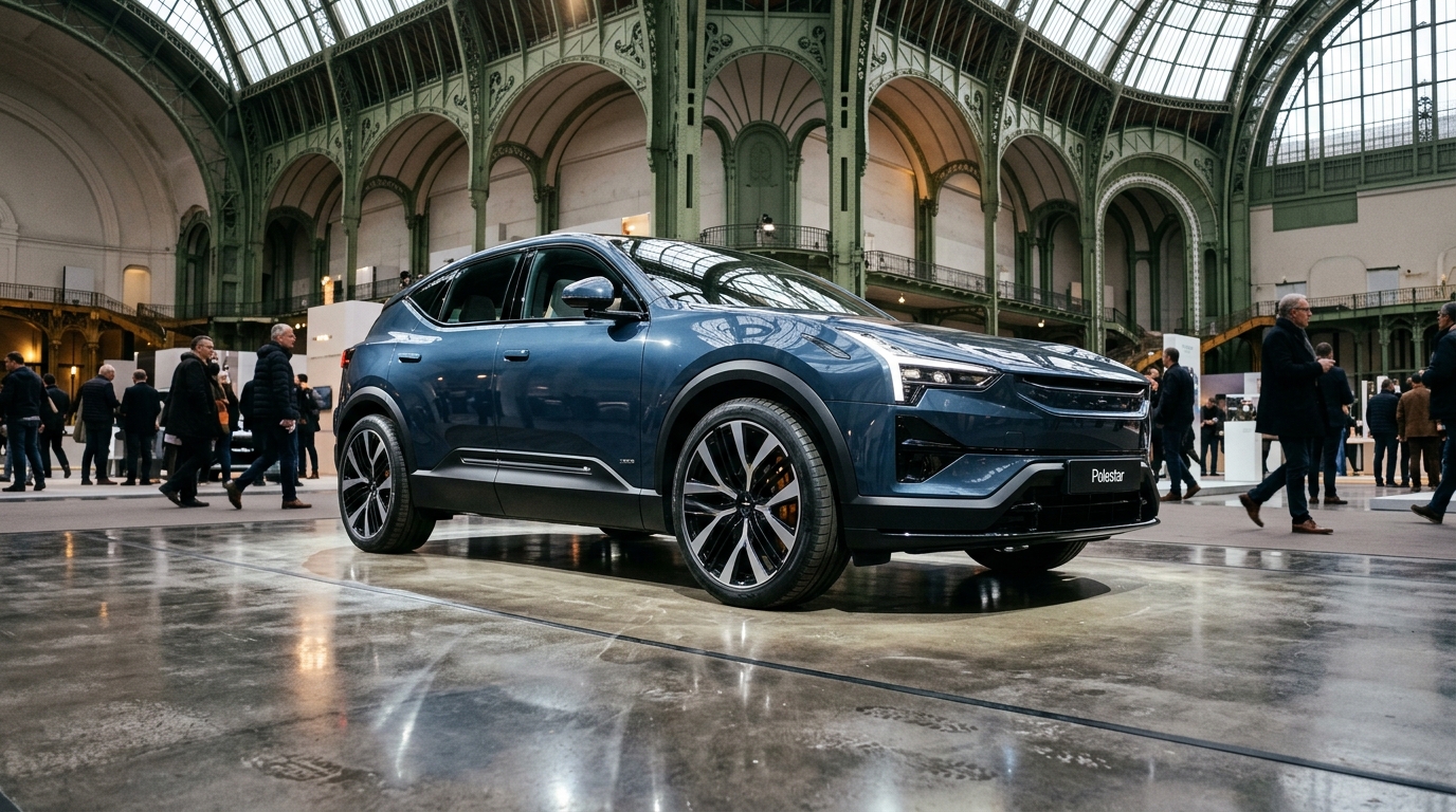 SUV électrique exposé dans un salon automobile européen
