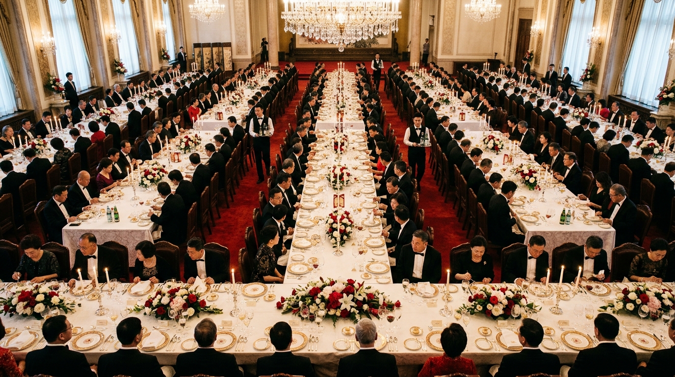 Table d'un dîner d'État élégant vue de dessus