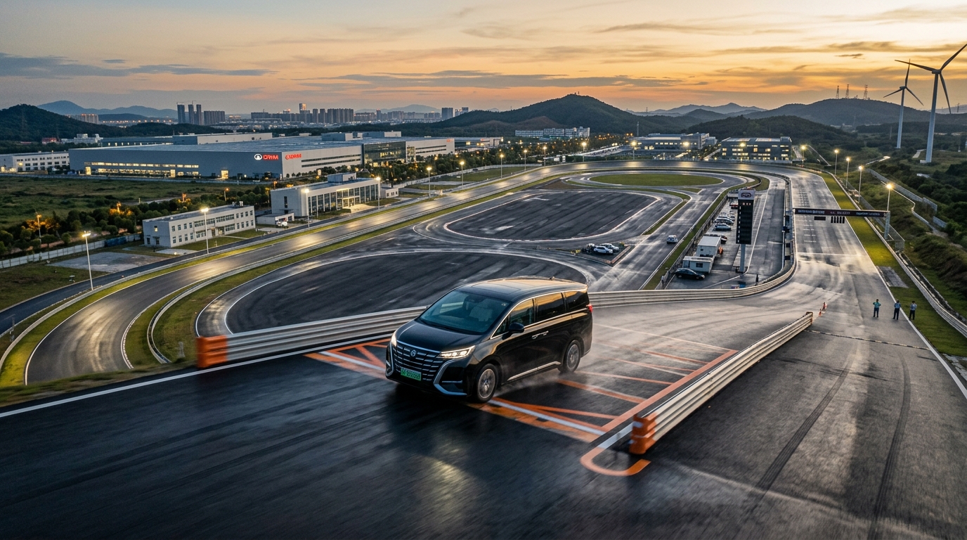 Test de freinage d'urgence d'un véhicule électrique sur circuit