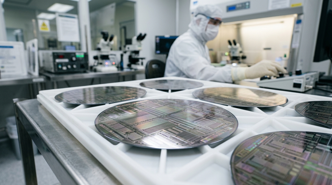 Wafers de semi-conducteurs en salle blanche